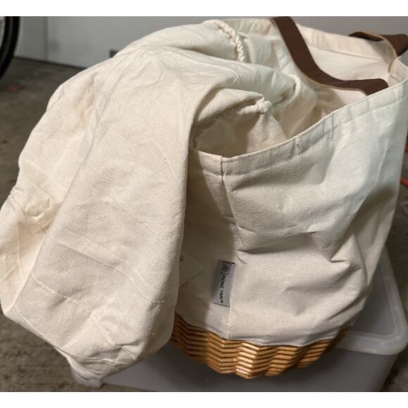 Picnic Time Coronado Canvas & Willow Basket Tote Duryea’s Montauk Logo - Picture 6 of 11